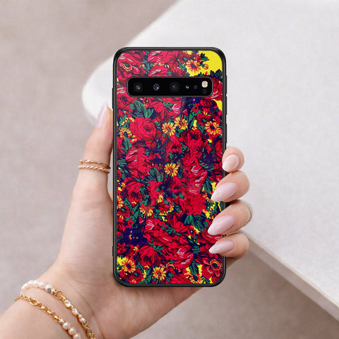 Samsung Galaxy S10 5G Cover - Floral Series - HQ Ultra Shine Premium Infinity Glass Soft Silicon Borders Case