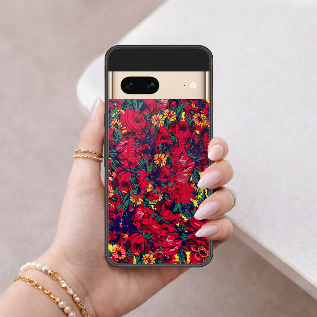 Google Pixel 7 Cover - Floral Series - HQ Ultra Shine Premium Infinity Glass Soft Silicon Borders Case