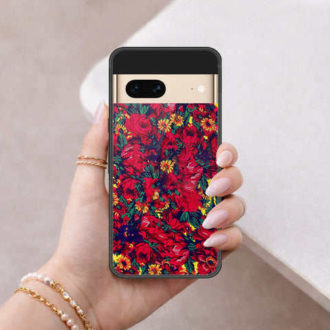 Google Pixel 7 Cover - Floral Series - HQ Ultra Shine Premium Infinity Glass Soft Silicon Borders Case
