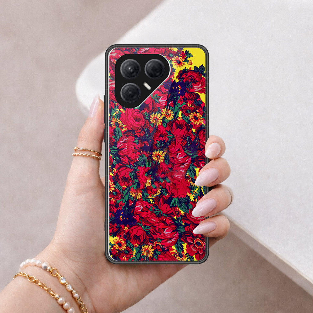 Tecno Pova 7 4G Cover - Floral Series - HQ Ultra Shine Premium Infinity Glass Soft Silicon Borders Case