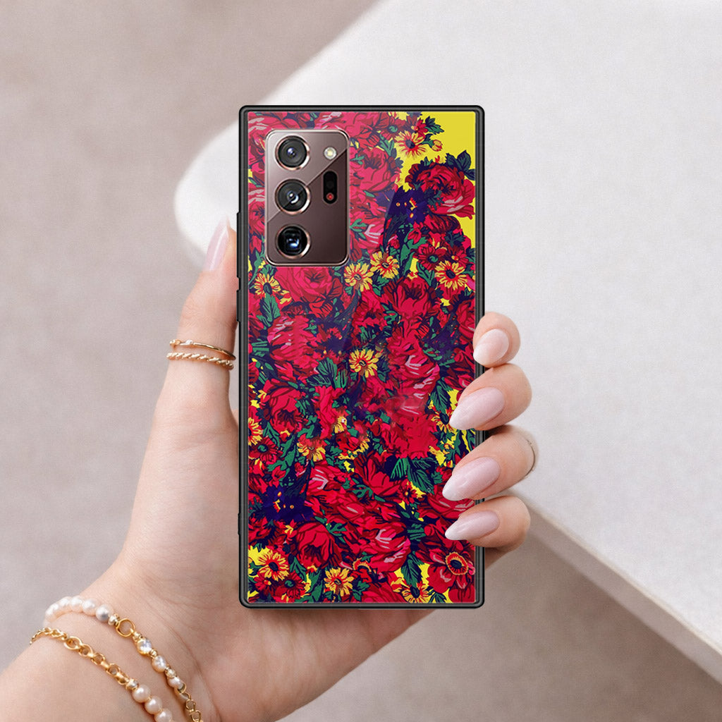 Samsung Galaxy Note 20 Ultra Cover - Floral Series - HQ Ultra Shine Premium Infinity Glass Soft Silicon Borders Case