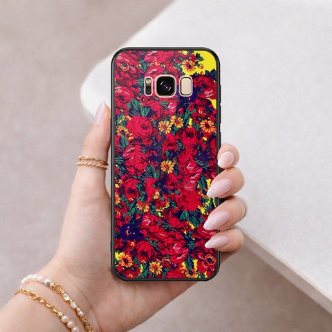 Samsung Galaxy S8 Cover - Floral Series - HQ Ultra Shine Premium Infinity Glass Soft Silicon Borders Case