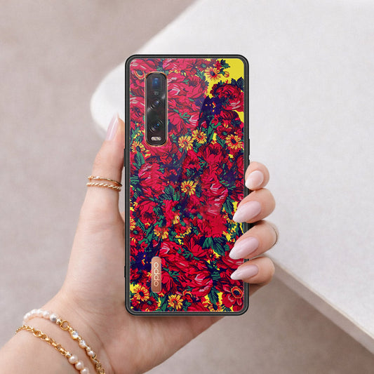 Oppo Find X2 Pro Cover - Floral Series - HQ Ultra Shine Premium Infinity Glass Soft Silicon Borders Case