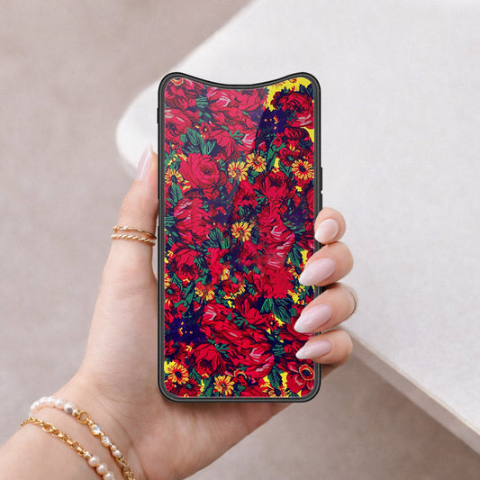Oppo Find X Cover - Floral Series - HQ Ultra Shine Premium Infinity Glass Soft Silicon Borders Case