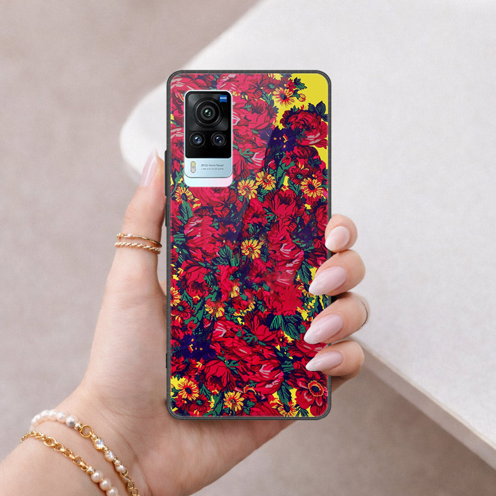 Vivo X60 Pro Cover - Floral Series - HQ Ultra Shine Premium Infinity Glass Soft Silicon Borders Case