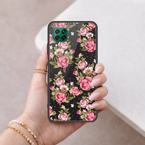 Huawei Nova 7i Cover - Floral Series - HQ Ultra Shine Premium Infinity Glass Soft Silicon Borders Case