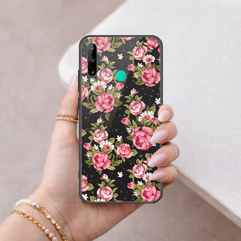 Huawei Y7P Cover - Floral Series - HQ Ultra Shine Premium Infinity Glass Soft Silicon Borders Case
