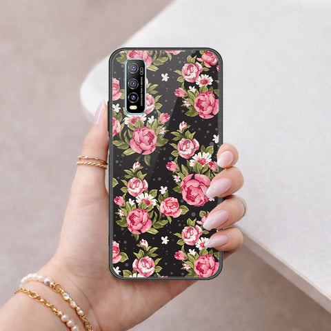 Vivo Y70s Cover - Floral Series - HQ Ultra Shine Premium Infinity Glass Soft Silicon Borders Case
