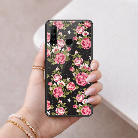 Huawei Nova 4e Cover - Floral Series - HQ Ultra Shine Premium Infinity Glass Soft Silicon Borders Case