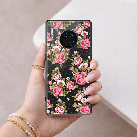 Huawei Mate 30 Pro Cover - Floral Series - HQ Ultra Shine Premium Infinity Glass Soft Silicon Borders Case