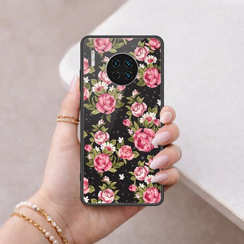 Huawei Mate 30 Cover - Floral Series - HQ Ultra Shine Premium Infinity Glass Soft Silicon Borders Case