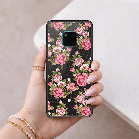 Huawei Mate 20 Pro Cover - Floral Series - HQ Ultra Shine Premium Infinity Glass Soft Silicon Borders Case
