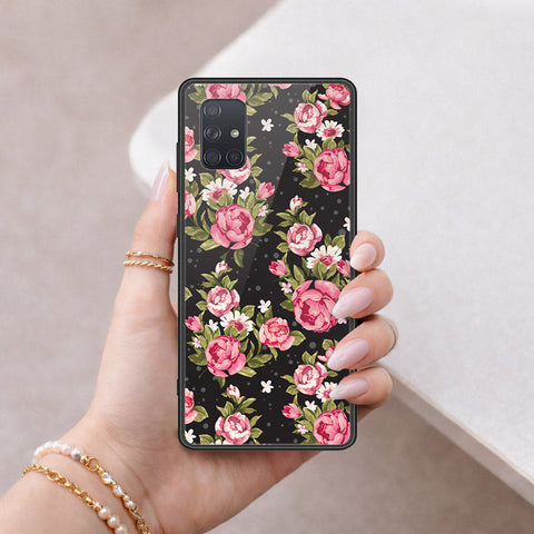 Samsung Galaxy A71 Cover - Floral Series - HQ Ultra Shine Premium Infinity Glass Soft Silicon Borders Case
