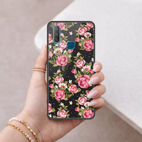 Vivo Y12 Cover - Floral Series - HQ Ultra Shine Premium Infinity Glass Soft Silicon Borders Case