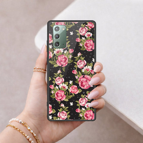 Samsung Galaxy Note 20 Cover - Floral Series - HQ Ultra Shine Premium Infinity Glass Soft Silicon Borders Case