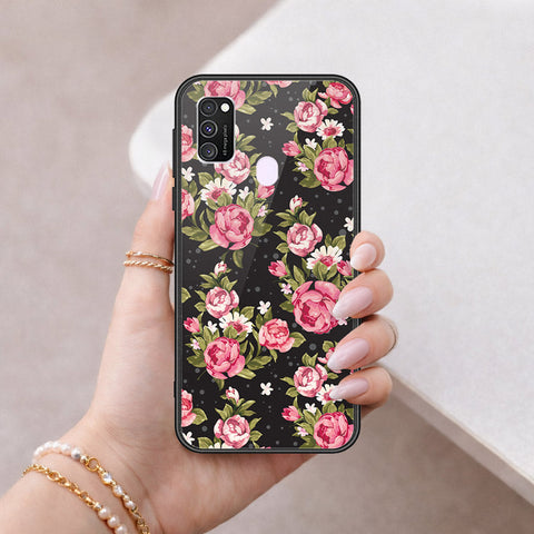 Samsung Galaxy M30s Cover - Floral Series - HQ Ultra Shine Premium Infinity Glass Soft Silicon Borders Case