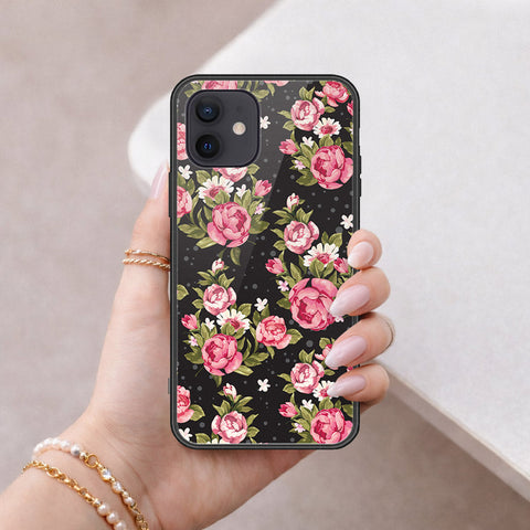 iPhone 12 - Floral Series - HQ Ultra Shine Premium Infinity Glass Soft Silicon Borders Case