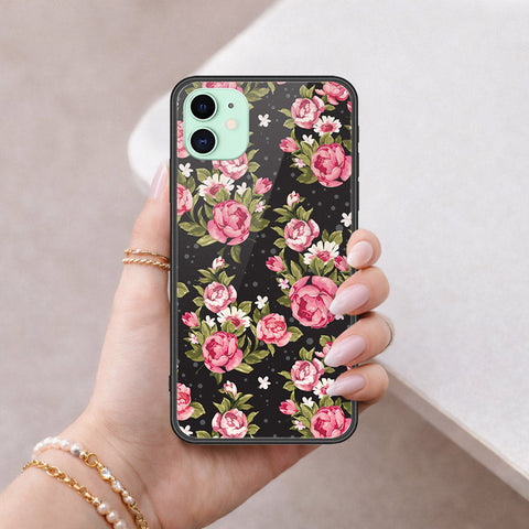 iPhone 11 - Floral Series - HQ Ultra Shine Premium Infinity Glass Soft Silicon Borders Case
