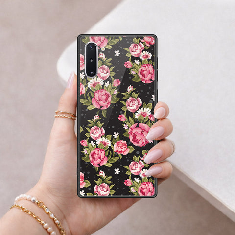 Samsung Galaxy Note 10 Cover - Floral Series - HQ Ultra Shine Premium Infinity Glass Soft Silicon Borders Case