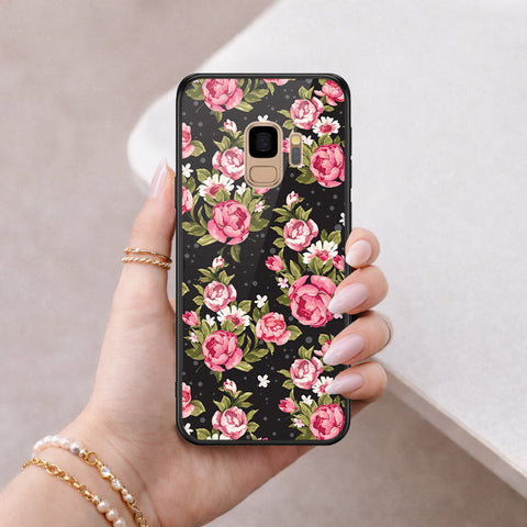 Samsung Galaxy S9 Cover - Floral Series - HQ Ultra Shine Premium Infinity Glass Soft Silicon Borders Case