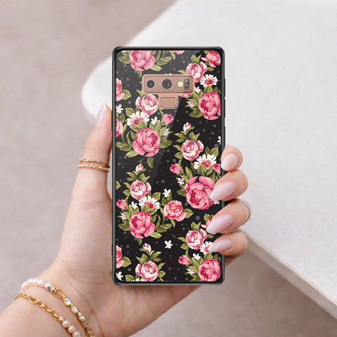 Samsung Galaxy Note 9 Cover - Floral Series - HQ Ultra Shine Premium Infinity Glass Soft Silicon Borders Case