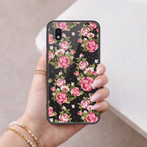 Samsung Galaxy A2 Core Cover - Floral Series - HQ Ultra Shine Premium Infinity Glass Soft Silicon Borders Case