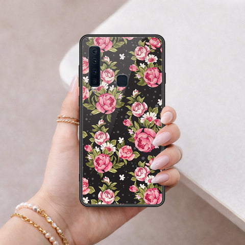 Samsung Galaxy A9 2018 Cover - Floral Series - HQ Ultra Shine Premium Infinity Glass Soft Silicon Borders Case
