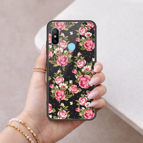 Xiaomi Mi A2 Cover - Floral Series - HQ Ultra Shine Premium Infinity Glass Soft Silicon Borders Case