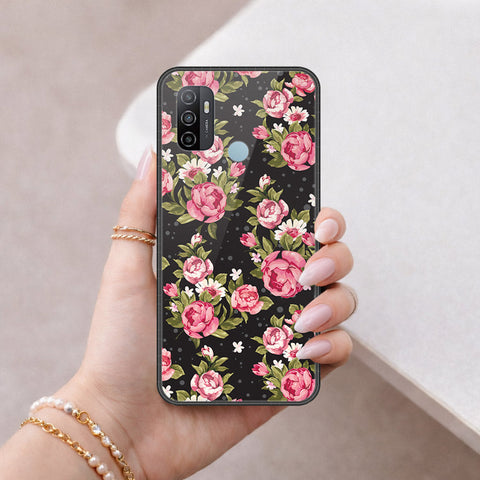 Oppo A53 Cover - Floral Series - HQ Ultra Shine Premium Infinity Glass Soft Silicon Borders Case