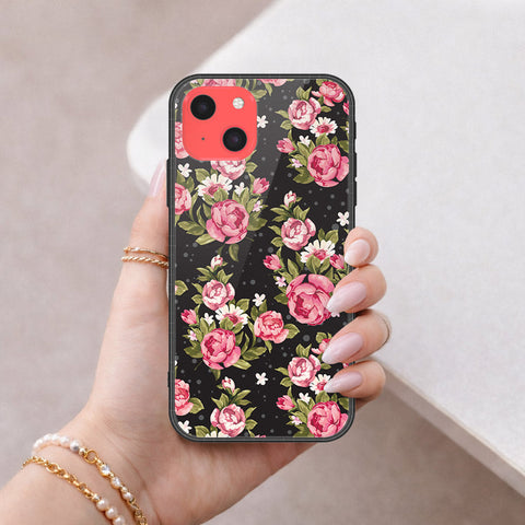 iPhone 13 Mini Cover - Floral Series - HQ Ultra Shine Premium Infinity Glass Soft Silicon Borders Case