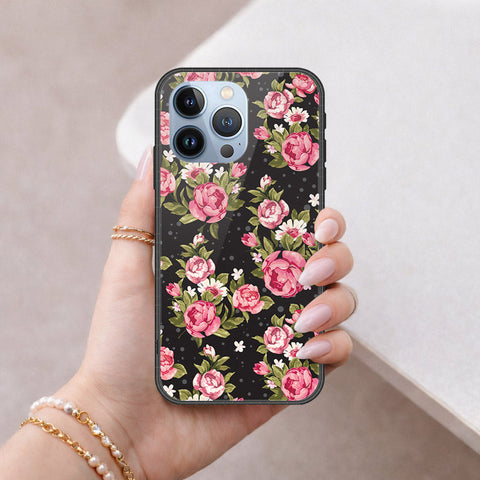 iPhone 13 Pro Cover - Floral Series - HQ Ultra Shine Premium Infinity Glass Soft Silicon Borders Case