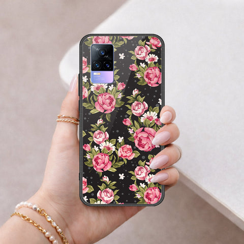Vivo Y73 Cover - Floral Series - HQ Ultra Shine Premium Infinity Glass Soft Silicon Borders Case