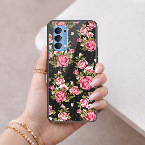 Oppo Reno 4 Cover - Floral Series - HQ Ultra Shine Premium Infinity Glass Soft Silicon Borders Case