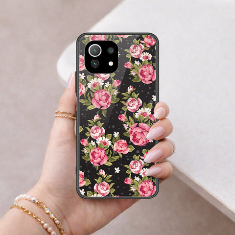 Xiaomi Mi 11 Lite Cover - Floral Series - HQ Ultra Shine Premium Infinity Glass Soft Silicon Borders Case