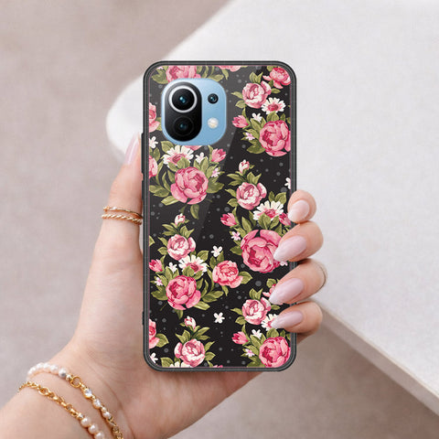 Xiaomi Mi 11 Cover - Floral Series - HQ Ultra Shine Premium Infinity Glass Soft Silicon Borders Case