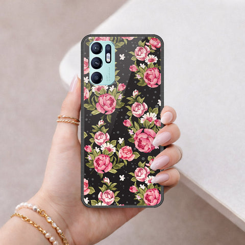 Oppo Reno 6 Cover - Floral Series - HQ Ultra Shine Premium Infinity Glass Soft Silicon Borders Case