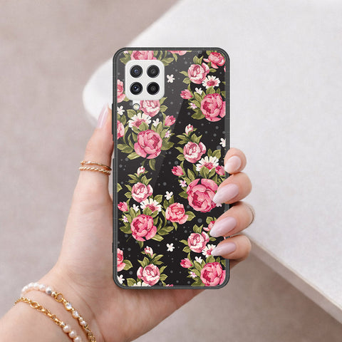 Samsung Galaxy M22 Cover - Floral Series - HQ Ultra Shine Premium Infinity Glass Soft Silicon Borders Case