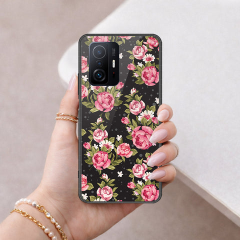 Xiaomi 11T Pro Cover - Floral Series - HQ Ultra Shine Premium Infinity Glass Soft Silicon Borders Case