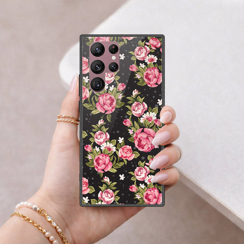 Samsung Galaxy S22 Ultra 5G Cover - Floral Series - HQ Ultra Shine Premium Infinity Glass Soft Silicon Borders Case