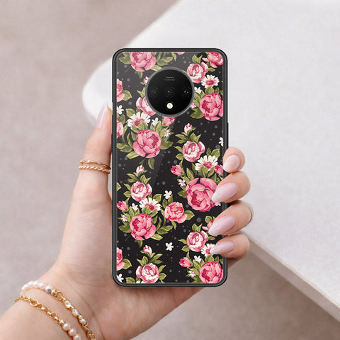 OnePlus 7T Cover - Floral Series - HQ Ultra Shine Premium Infinity Glass Soft Silicon Borders Case