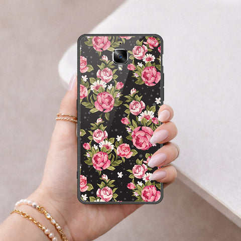 OnePlus 3 Cover - Floral Series - HQ Ultra Shine Premium Infinity Glass Soft Silicon Borders Case