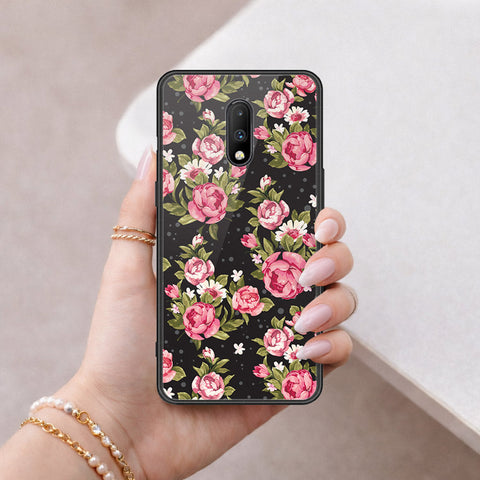OnePlus 7 Cover - Floral Series - HQ Ultra Shine Premium Infinity Glass Soft Silicon Borders Case