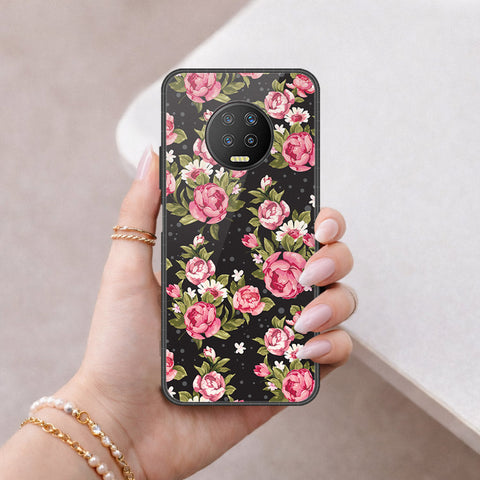 Infinix Note 7 Cover - Floral Series - HQ Ultra Shine Premium Infinity Glass Soft Silicon Borders Case