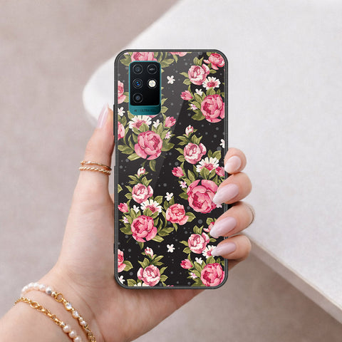 Infinix Note 10 Cover - Floral Series - HQ Ultra Shine Premium Infinity Glass Soft Silicon Borders Case