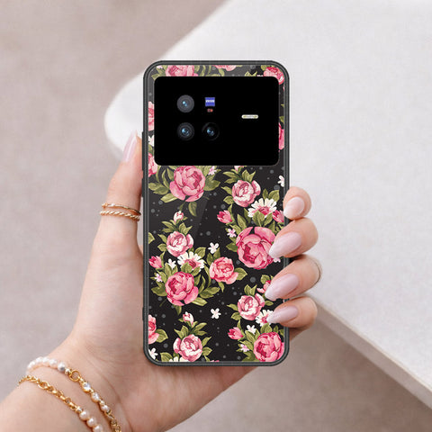 Vivo X80 Cover - Floral Series - HQ Ultra Shine Premium Infinity Glass Soft Silicon Borders Case