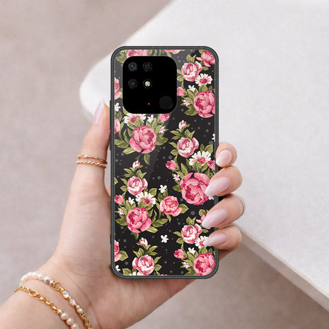 Xiaomi Redmi 10C Cover - Floral Series - HQ Ultra Shine Premium Infinity Glass Soft Silicon Borders Case