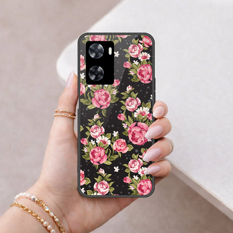 Oppo A57 4G 2022 Cover - Floral Series - HQ Ultra Shine Premium Infinity Glass Soft Silicon Borders Case