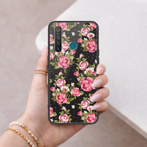 Realme 5 Pro Cover - Floral Series - HQ Ultra Shine Premium Infinity Glass Soft Silicon Borders Case