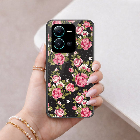 Vivo X80 Lite Cover - Floral Series - HQ Ultra Shine Premium Infinity Glass Soft Silicon Borders Case