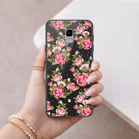 Samsung Galaxy J6 2018 Cover - Floral Series - HQ Ultra Shine Premium Infinity Glass Soft Silicon Borders Case